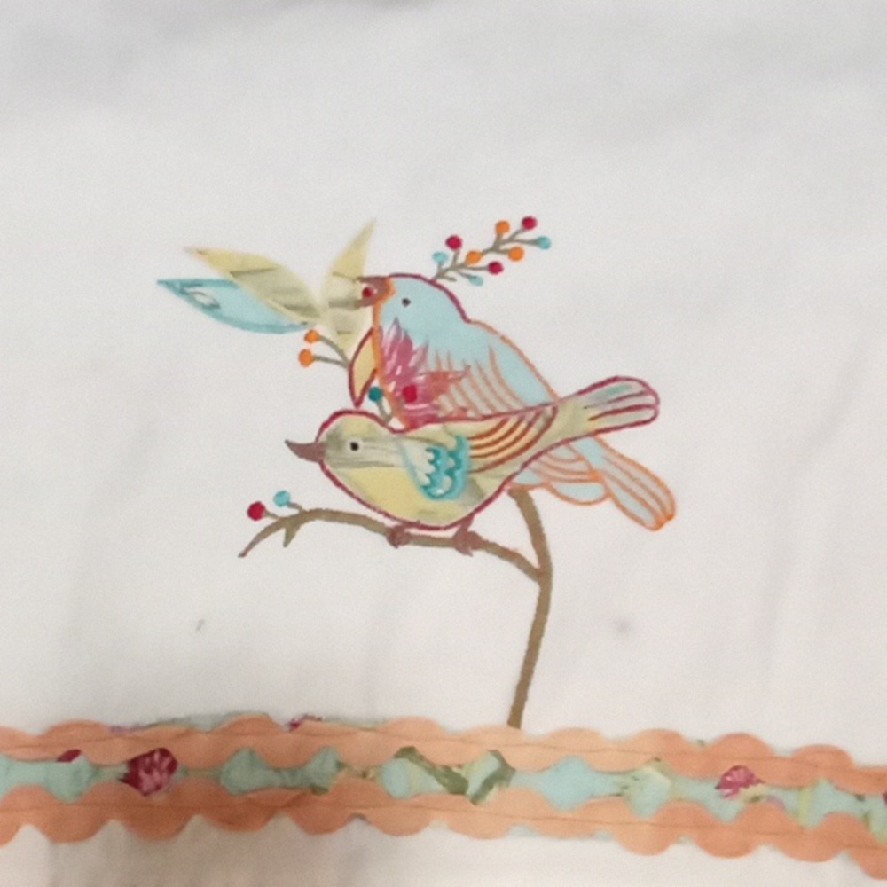 Vintage Embroidered Linen Tea Towel - Birds
